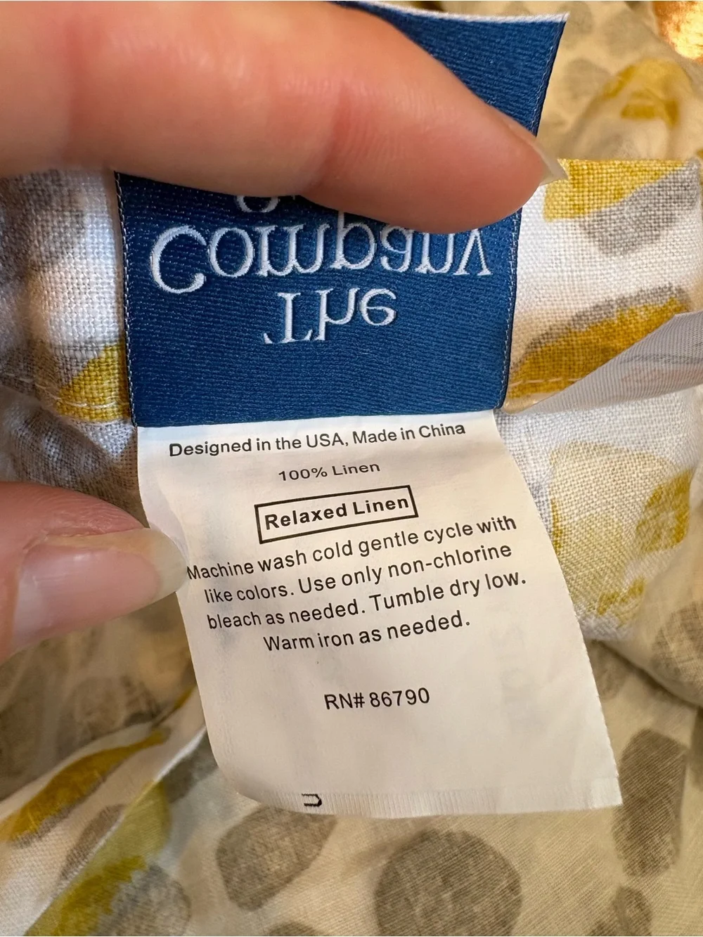 The Company Store Relaxed Linen King Duvet Cover + 2 Pillow Shams Yellow Grey